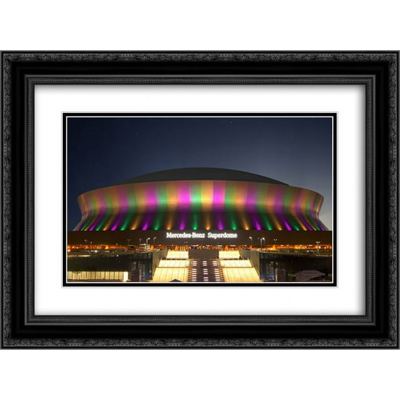Mercedes Benz Superdome 2x Matted 24x18 Black Ornate Framed Art Print from the Stadium Series