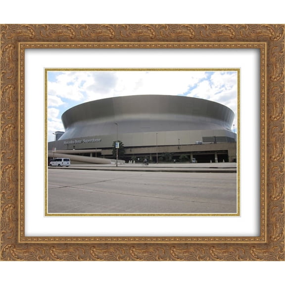 Mercedes Benz Superdome 2x Matted 24x20 Gold Ornate Framed Art Print from the Stadium Series