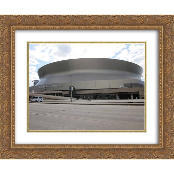 Mercedes Benz Superdome 2x Matted 24x20 Gold Ornate Framed Art Print from the Stadium Series