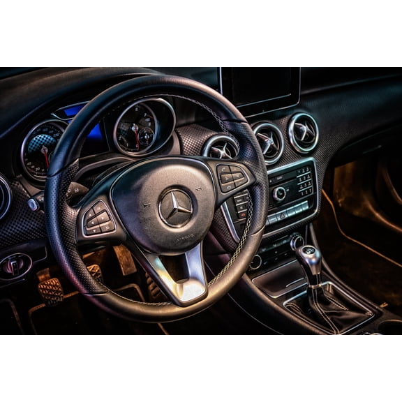 Mercedes Cockpit Interior Dashboard 36"x24" Photographic Print Poster Steering Wheel
