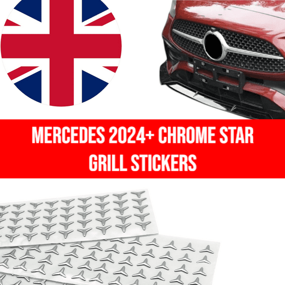 Mercedes Front Grill Star Chrome Stickers Upgrade - 2024+ W177 W206 AMG