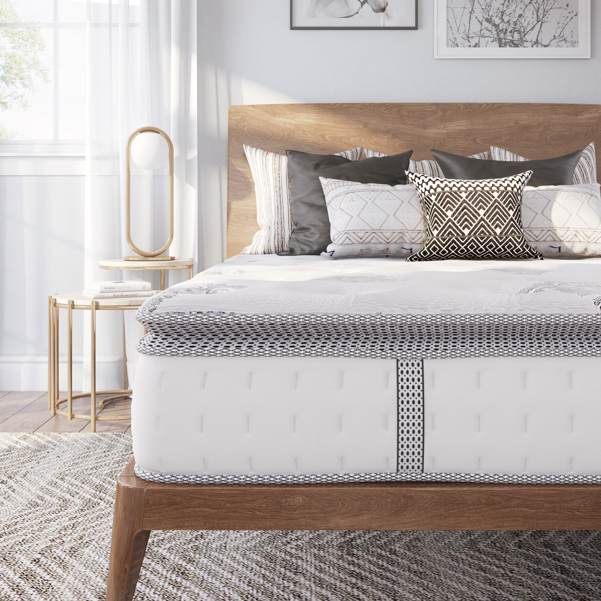 Queen Mattress, Madinog 12 Hybrid Mattress,Innerspring and Gel Memory Foam  