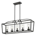 thumbnail image 1 of Golden Lighting Mercer 5-light Island Light in Matte Black and Seeded Glass, 1 of 7