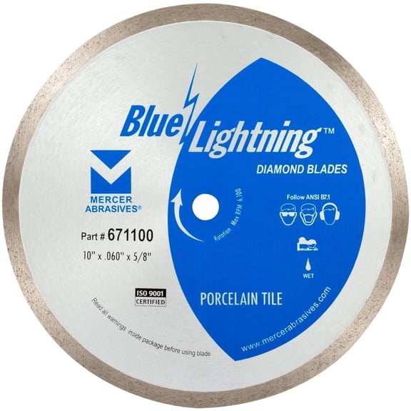 Mercer Abrasives 671100 Diamond Blade for Porcelain Tile, 10-Inch