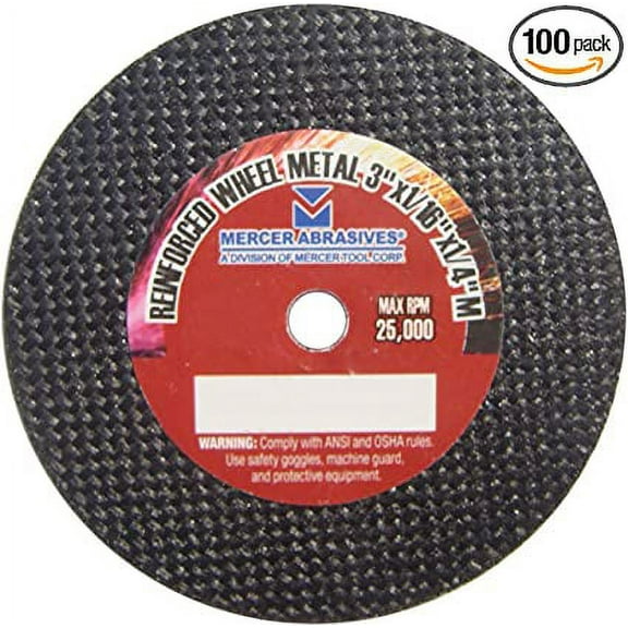 Mercer Abrasives Small Diameter High Speed Fully Reinforced Cut-Off Wheels 3-Inch by 1/32-Inch by 1/4-Inch M
