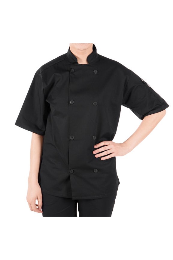 Black Unisex Short Sleeve Cook Jacket - S