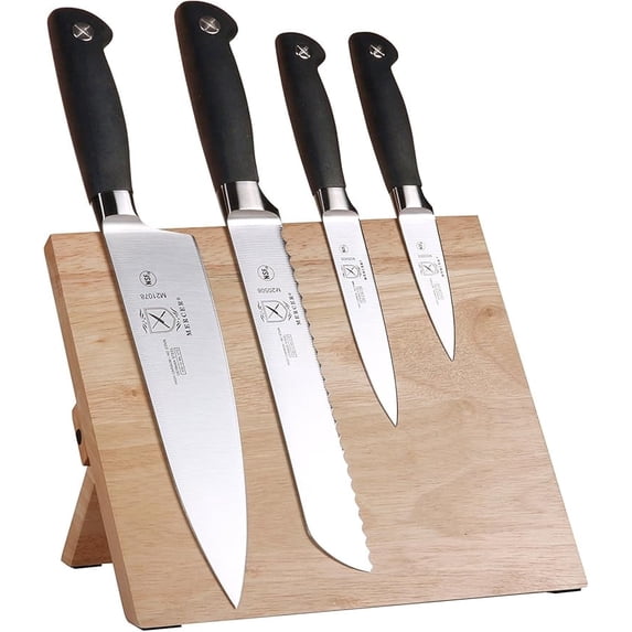 Mercer Culinary Genesis 5-Piece Magnetic Board and Knife Set, Rubberwood