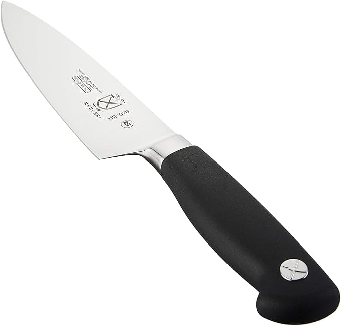 Mercer Culinary Genesis 6-Inch Short Bolster Steel Chef's Knife, Black