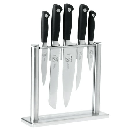 Mercer Culinary Genesis 6-Piece Forged Knife Block Set, Tempered Glass Block