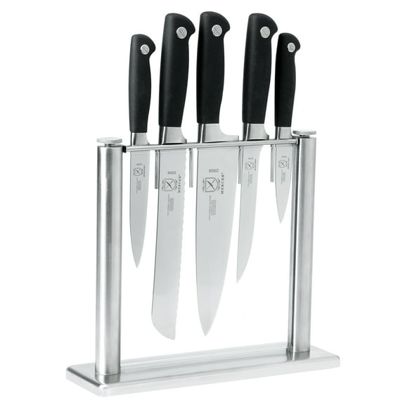 Mercer Culinary Genesis 6-Piece Forged Knife Block Set, Tempered Glass Block