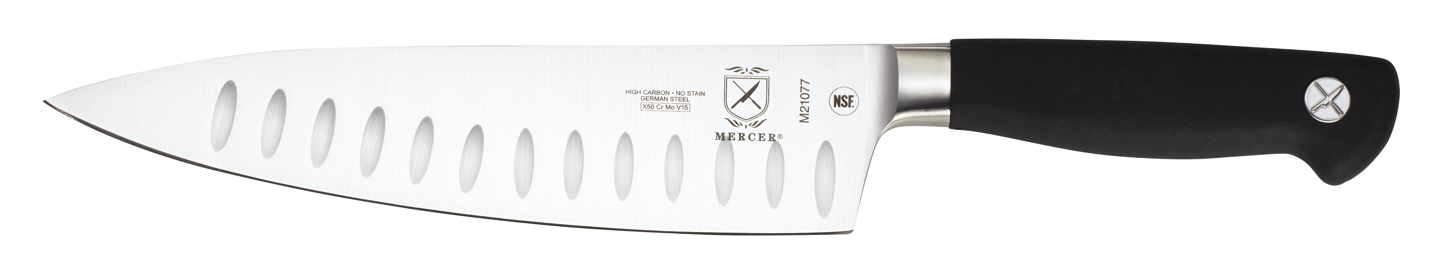 Mercer Culinary 8" Chef's - Granton Edge, Short Bolster
