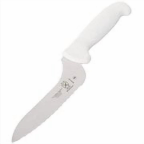 Mercer Culinary M18134 White 6 Offset Bread Knife with Wavy Edge"