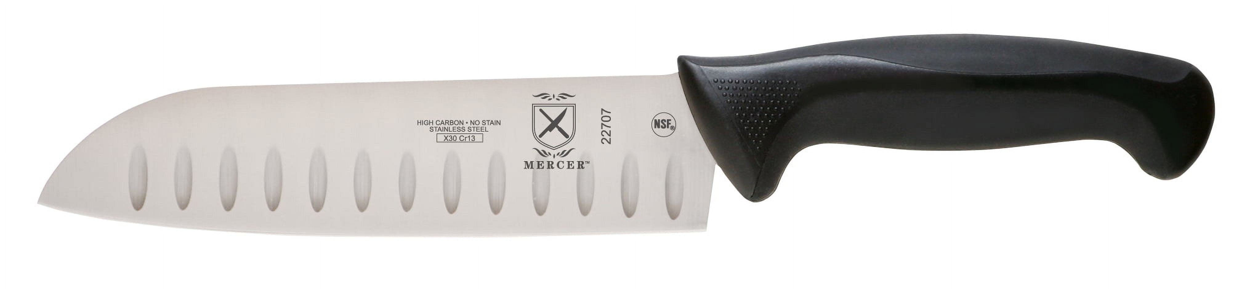 Mercer Cutlery Santoku Knife,7 in Blade,Black Handle M22707