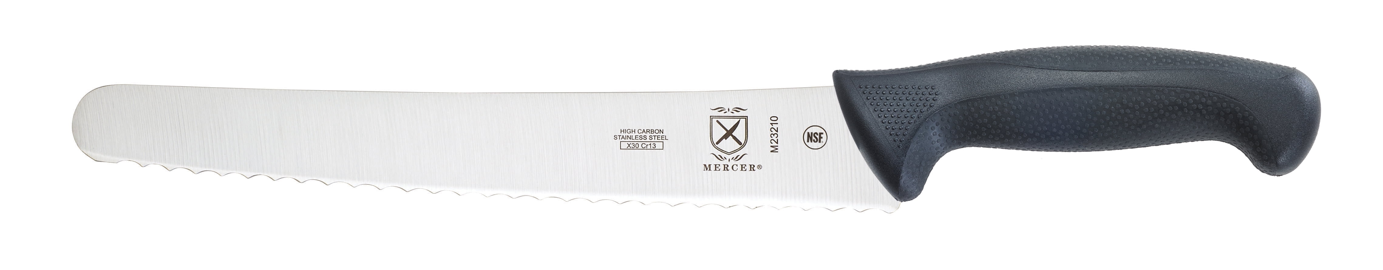 Mercer Culinary Millennia 10" Steel Wavy Edge Bread Knife, Black Handle