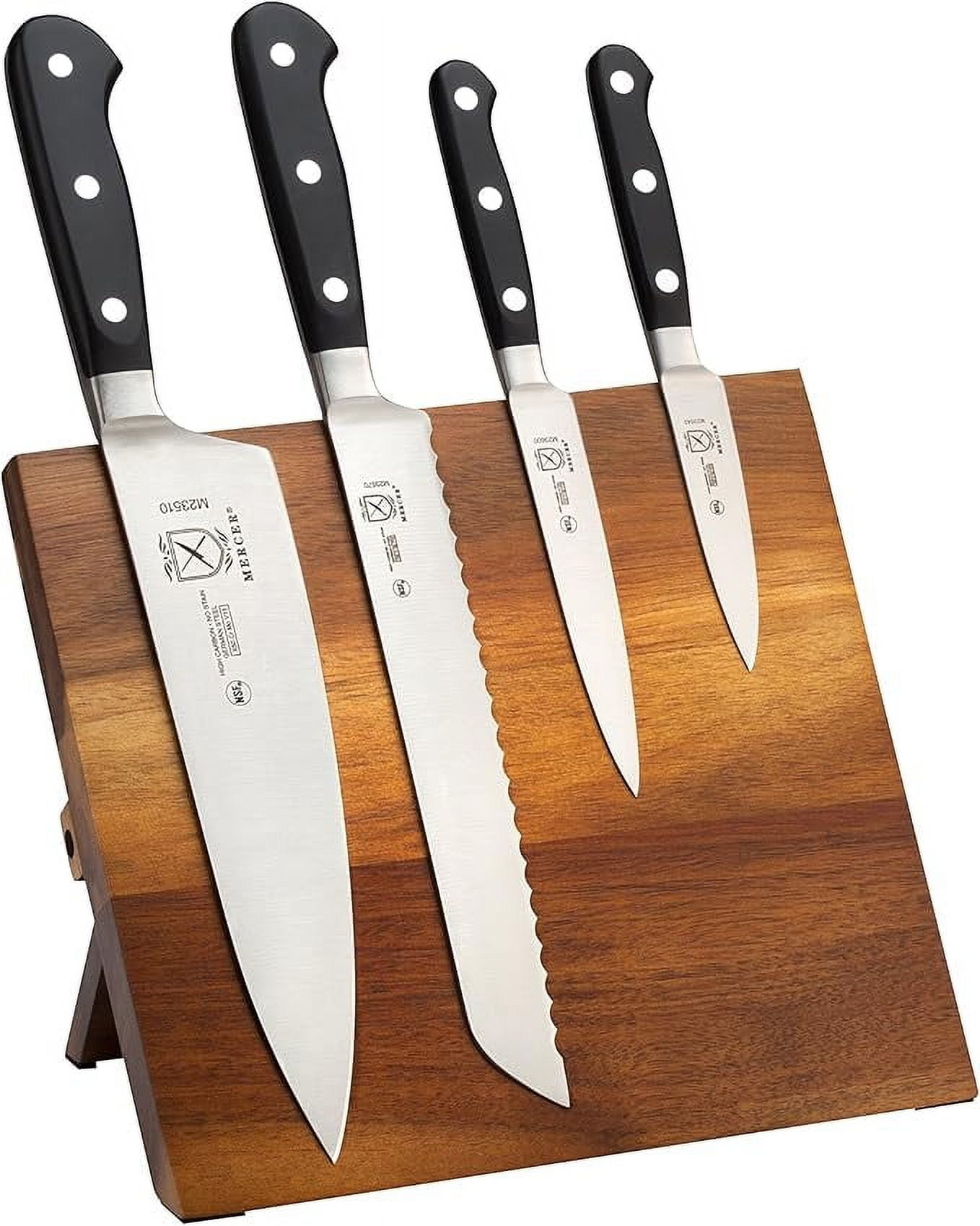 Mercer Culinary Renaissance 5-Piece Magnetic Board Steel Knife Set, Acacia