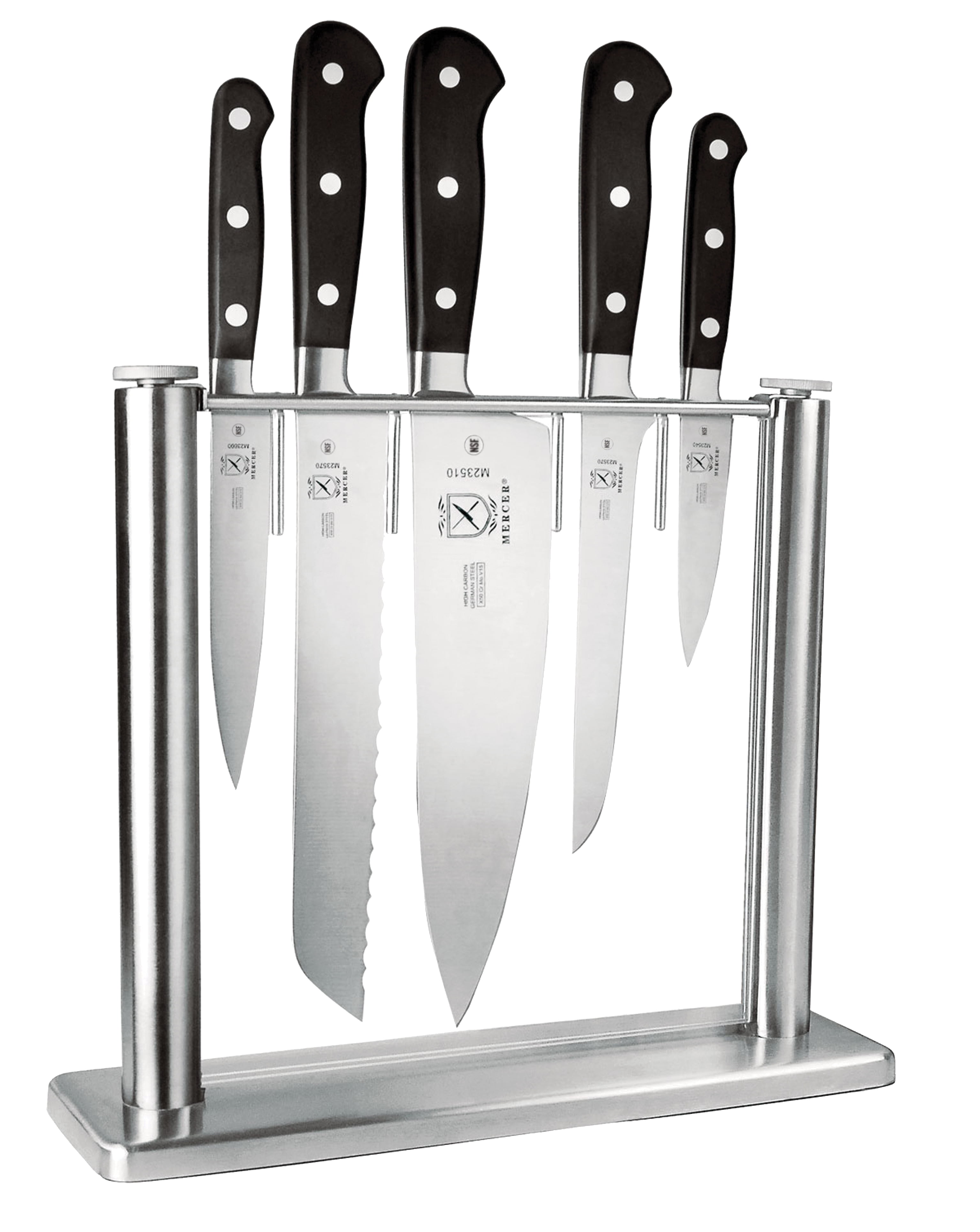 Mercer Culinary Renaissance 6-Piece Forged Steel Knife Block Set, Stainless and Tempered Glass Block