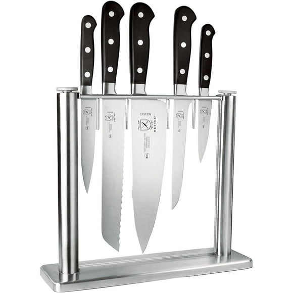 Mercer Culinary Renaissance 6-Piece Forged Steel Knife Block Set, Stainless and Tempered Glass Block