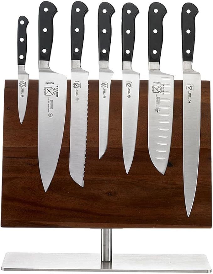 Mercer Culinary Renaissance 8-Piece Magnetic Board Steel Knife Set, 14 1/8 x 10 1/4, Stainless Steel