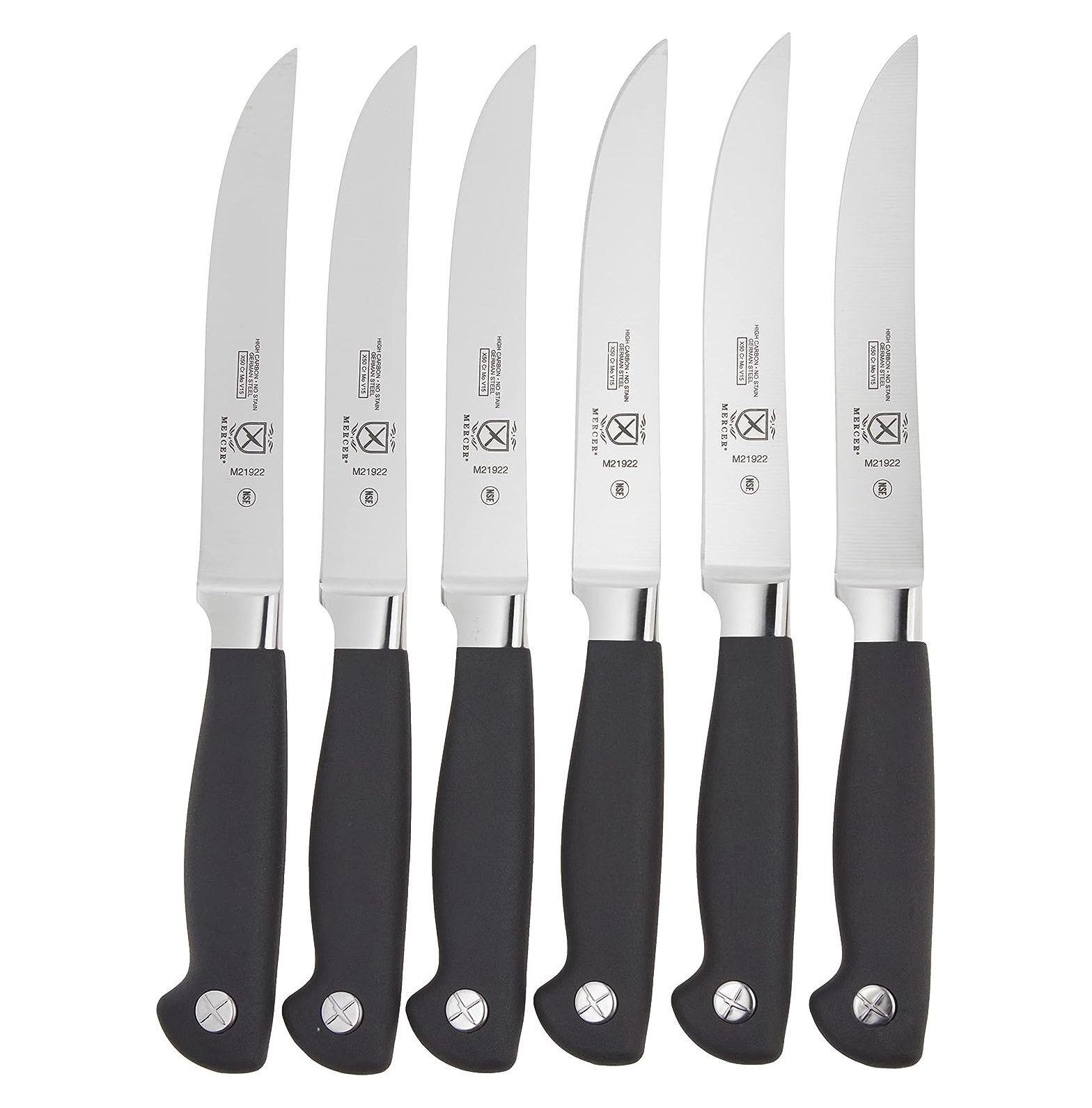 Mercer Cutlery Genesis Steak Knife Set Plain Edge, High Carbon, 5Inch