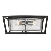 Mercer Flush Mount in Black with Seeded Glass