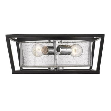 Mercer Flush Mount in Black with Seeded Glass