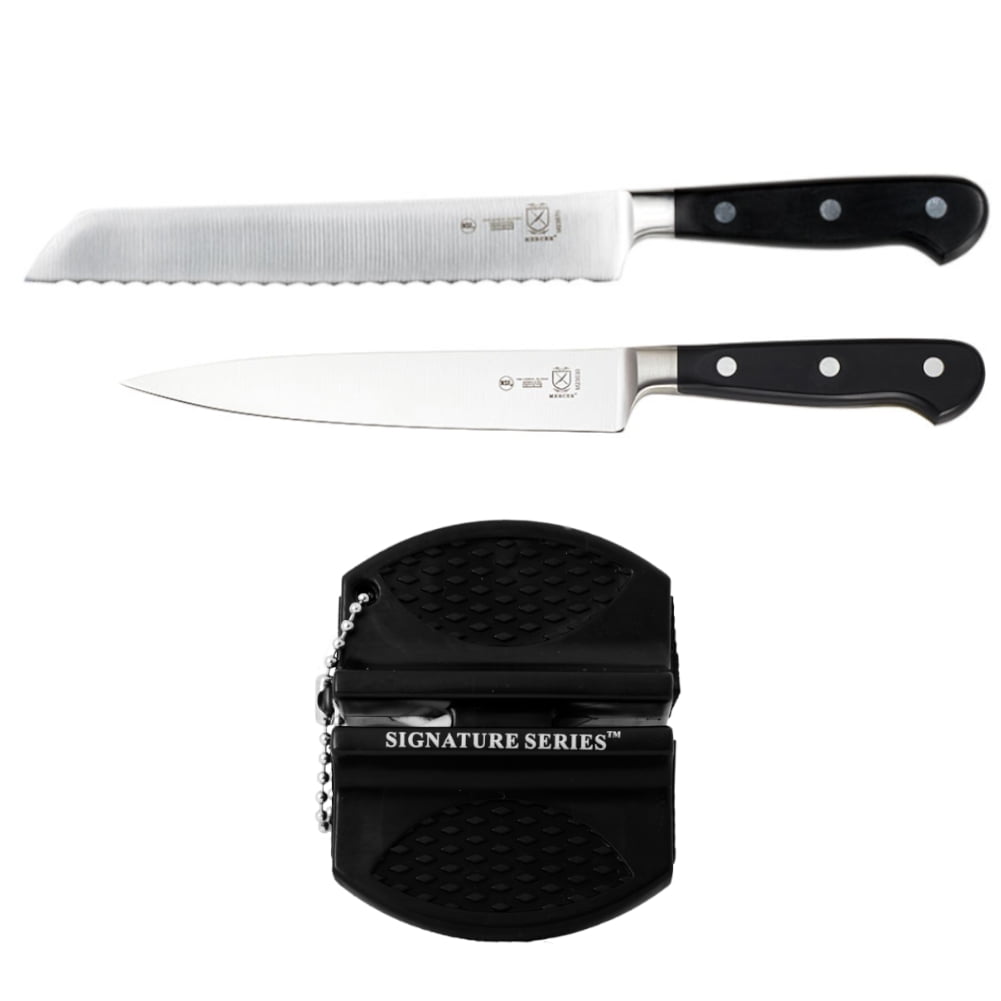 Mercer Renaissance Two Piece Starter Set with Forged Bread Knife, 8 Inch +  Forged Chef's Knife, 8 Inch + Signature Series™ Portable Multi-Function  Whetstone Fast Knife Sharpener 