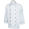 thumbnail image 1 of Mercer Renaissance Cutlery Men's Chef Jacket (Trad. Neck) | White w/ Black Piping, 4XL, 1 of 1