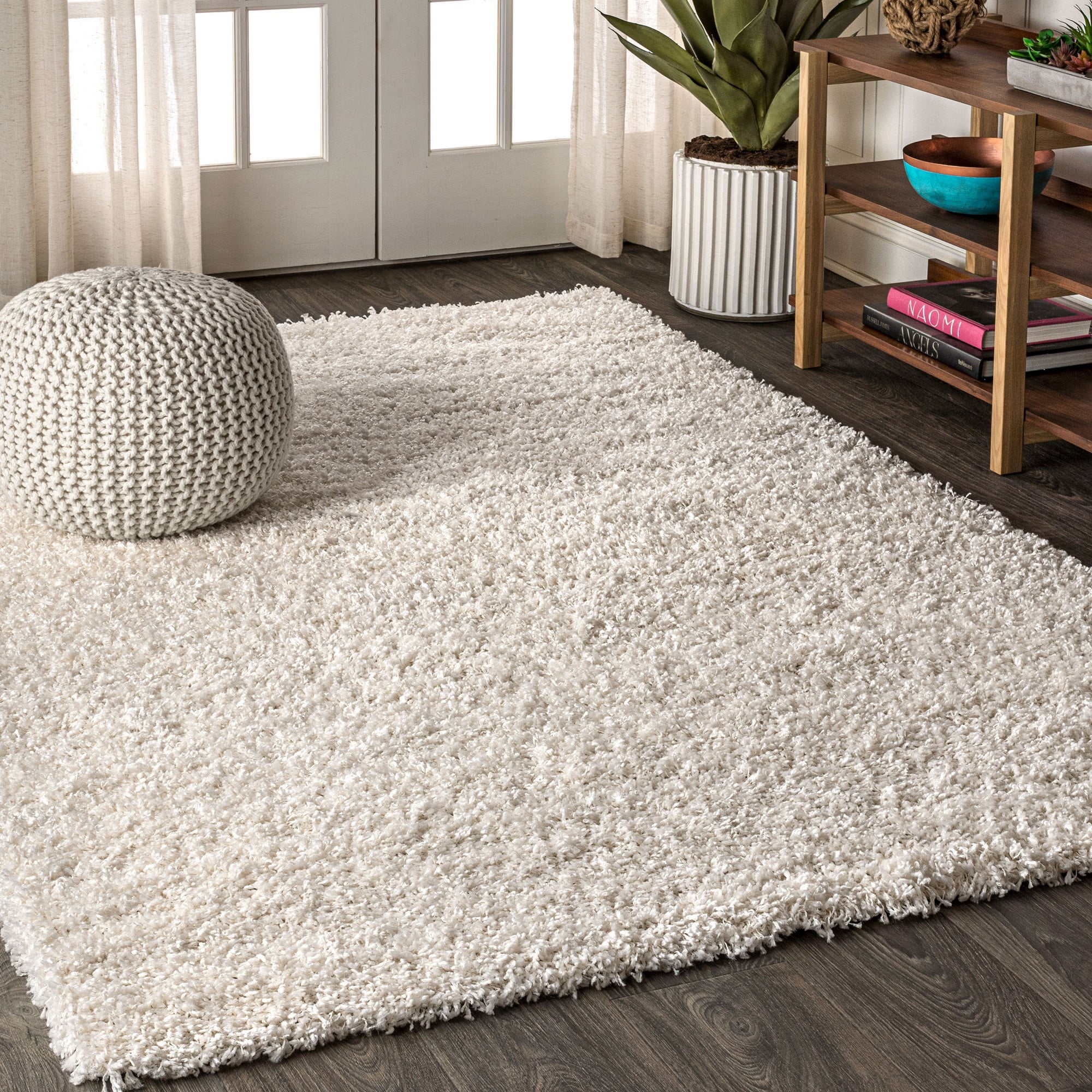Mercer Cream Shag Plush Rectangular Area Rug 3' x 5'