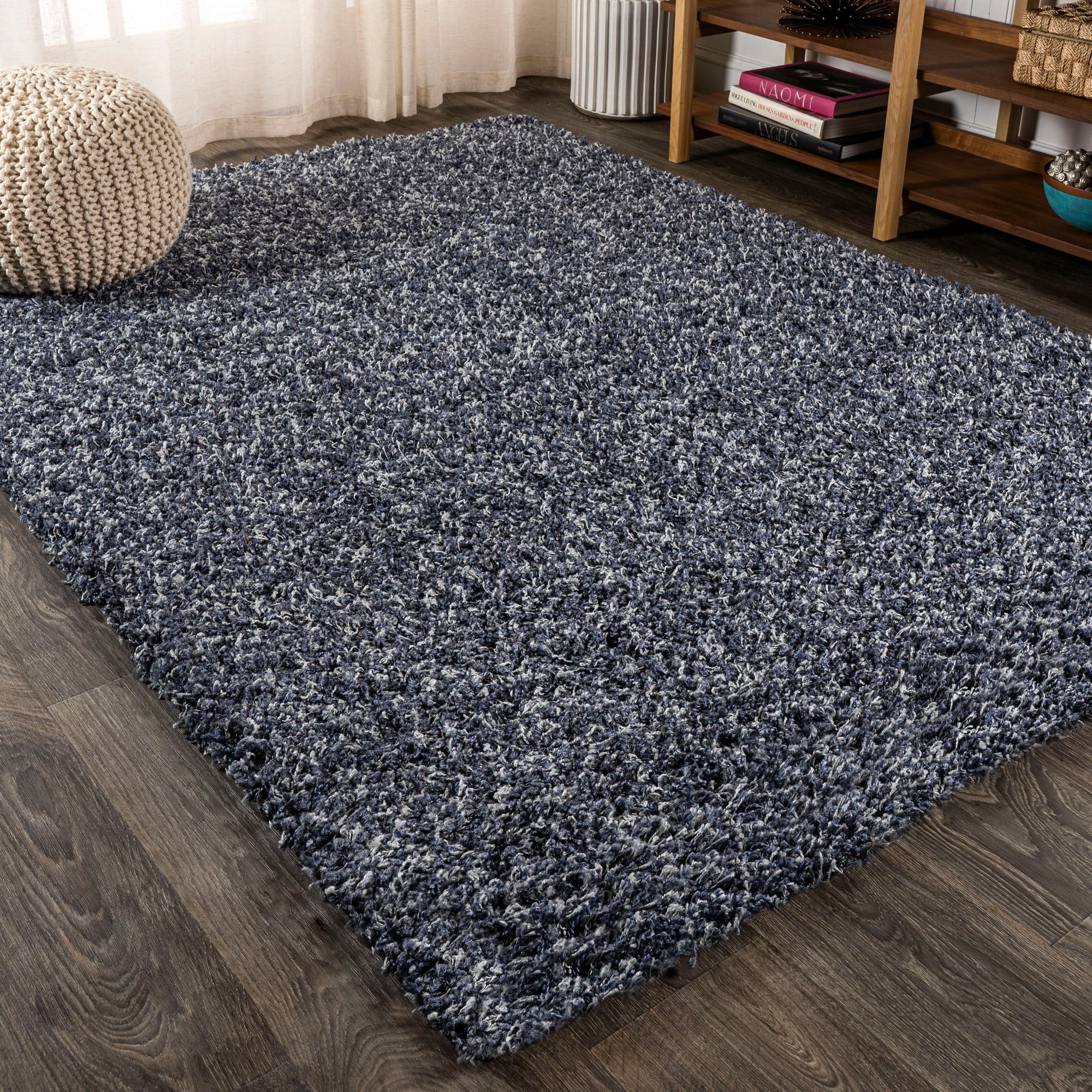 Mercer Shag Plush Denim Blue 3' x 5' Rectangular Area Rug