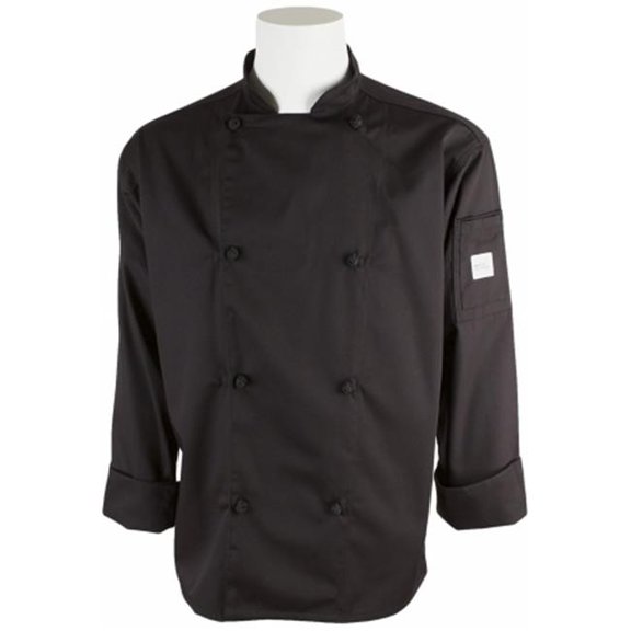 Mercer Tool M61020BKM Genesis Unisex Chef Jacket With Cloth Knot Buttons, Black - Medium