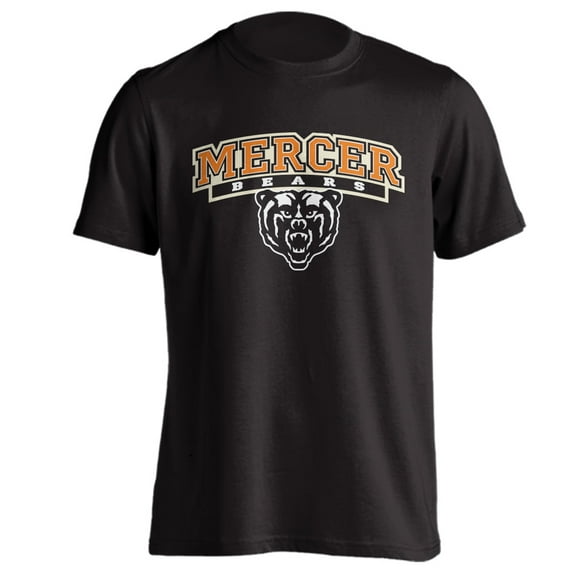 Mercer University Bears MU Classic Arch Mascot Short Sleeve T-Shirt (Black, 3XL)