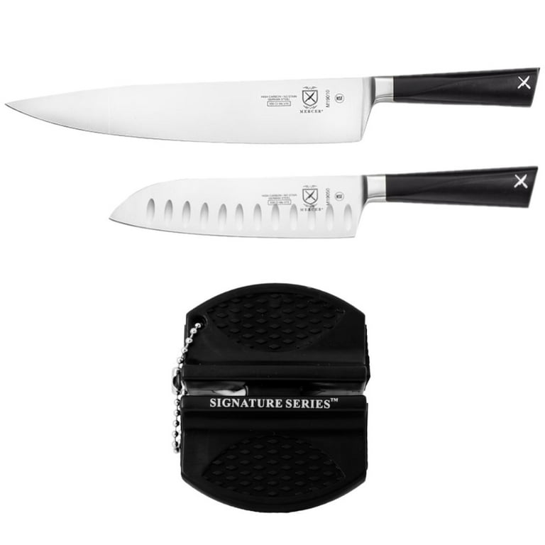 Mercer Zum 2 Piece Knife Set with Forged Chef's Knife, 10 Inch + Forged  Santoku Knife, 7 Inch + Signature Series™ Portable Multi-Function Whetstone  Fast Knife Sharpener 