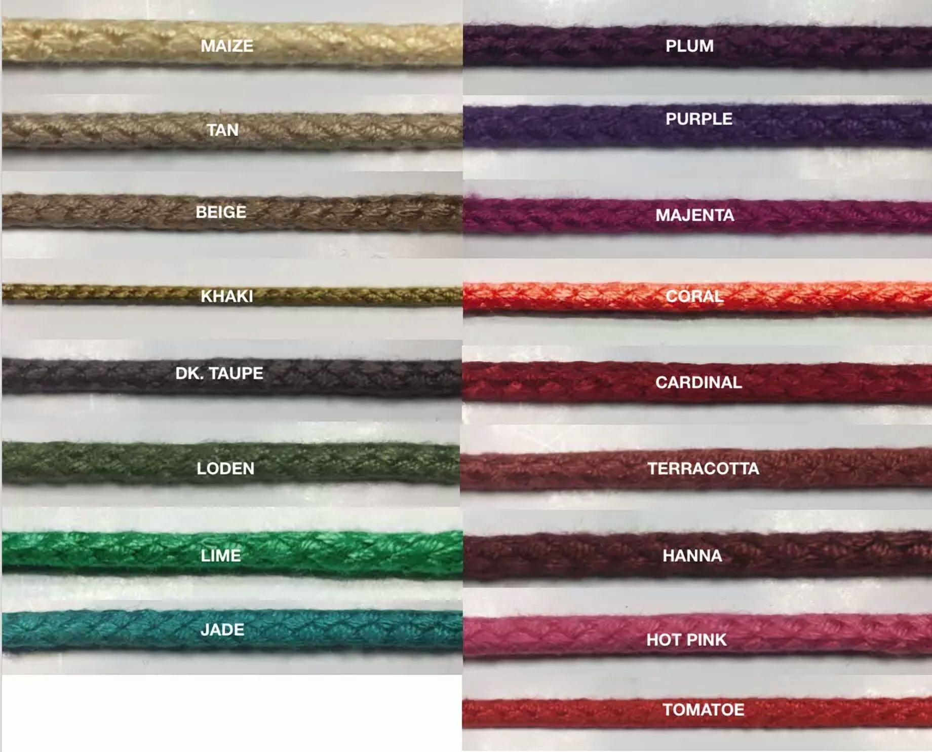 Mercerized Drawstring Cotton Cord Trimming - 18 Continuous Yards - Many ...