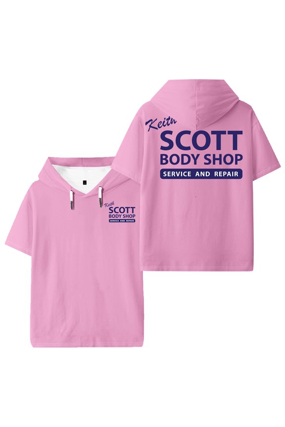 Merch Keith Scott Body Shop One Tree Hill Hooded T-shirt Short Sleeve Tee Women Outdoor Streetwear Tops