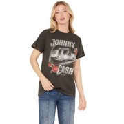 Merch Traffic Women's Johnny Cash Rose Short Sleeve Graphic Tee Black X-Large US
