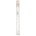 thumbnail image 1 of charles leonard double bevel plastic ruler with raised measurement calibrations, upc coded, 12 inches, clear (80112), 1 of 2