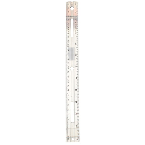 charles leonard double bevel plastic ruler with raised measurement calibrations, upc coded, 12 inches, clear (80112)