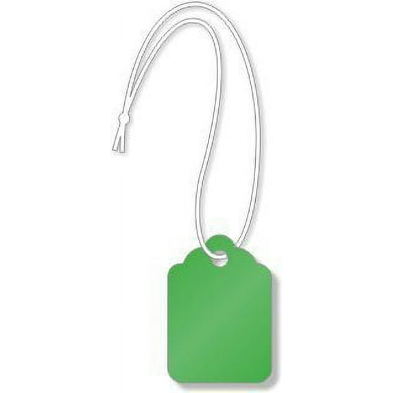 Merchandise Tags, Dark Green #9 (3-1/4" x 2"), Hole-with String - Box of 1,000 Tags