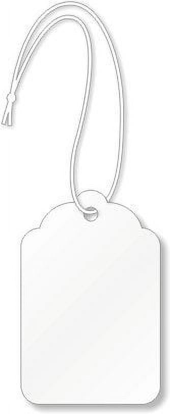 Merchandise Tags, White #2 (1-1/8" x 3/4"), Hole-with String - Box of 1,000 Tags