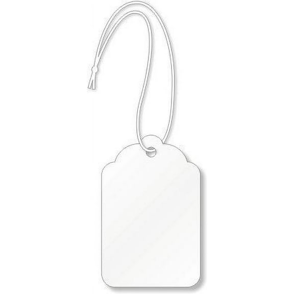 Merchandise Tags, White #2 (1-1/8" x 3/4"), Hole-with String - Box of 1,000 Tags