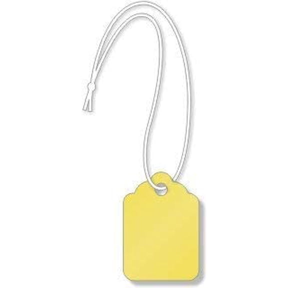 Merchandise Tags, Yellow #8 (2-7/8" x 1-3/4"), Hole-with String - Box of 1,000 Tags$$Office