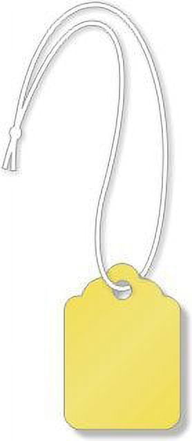 Merchandise Tags, Yellow #8 (2-7/8" x 1-3/4"), Hole-with String - Box of 1,000 Tags