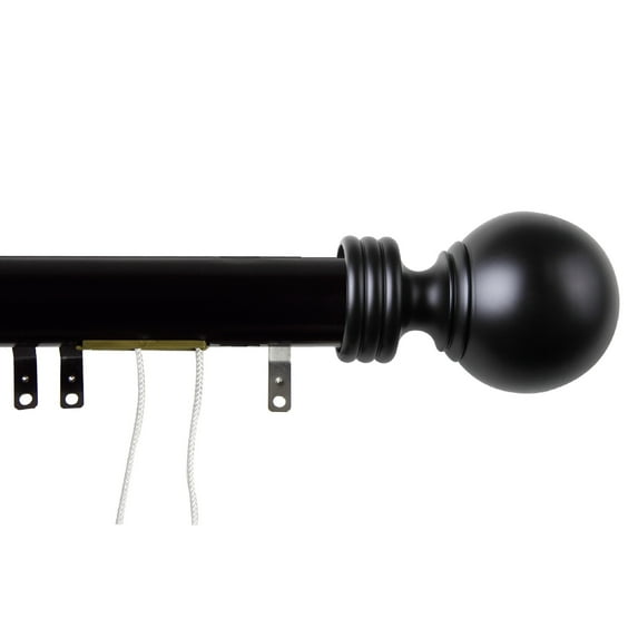 Archie Decorative Traverse Rod w/ Sliders 30"- 48" - Black