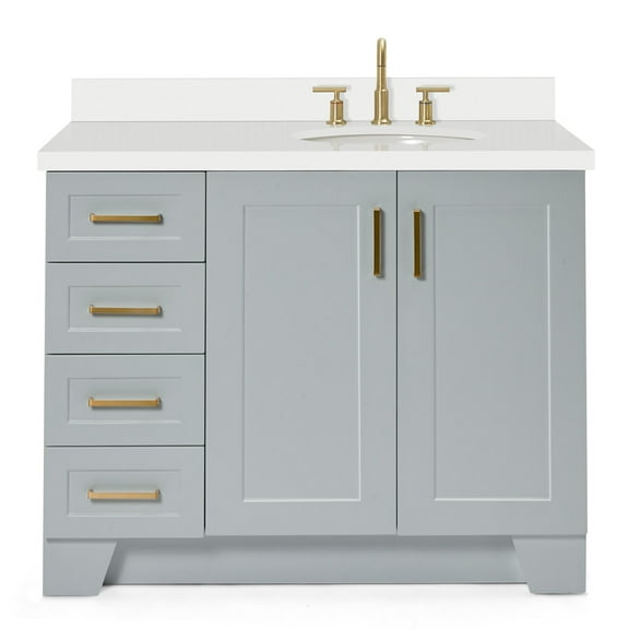 ARIEL Taylor 43 in. Bath Vanity in Grey with Quartz Vanity Top in White with White Basin