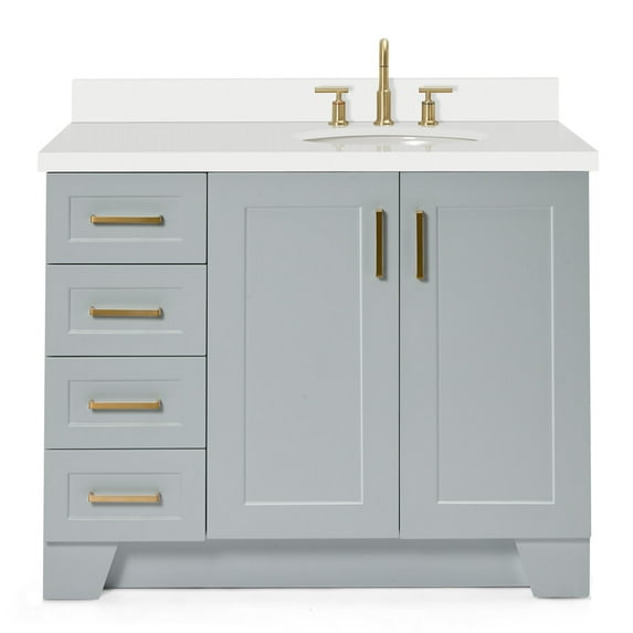 ARIEL Taylor 43 in. Bath Vanity in Grey with Quartz Vanity Top in White with White Basin