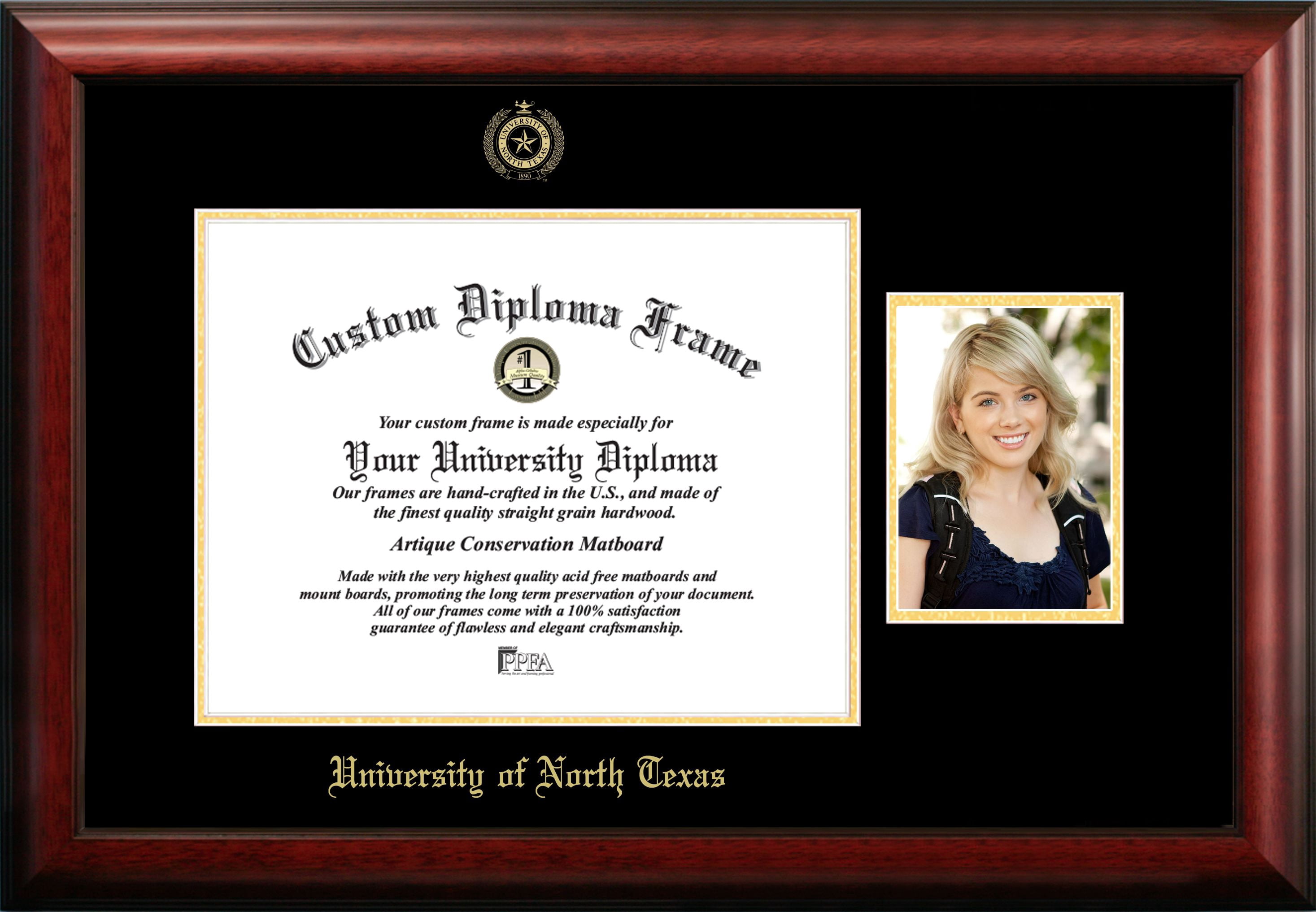 University of North Texas 14w x 11h Gold Embossed Diploma Frame with 5 x7 Portrait