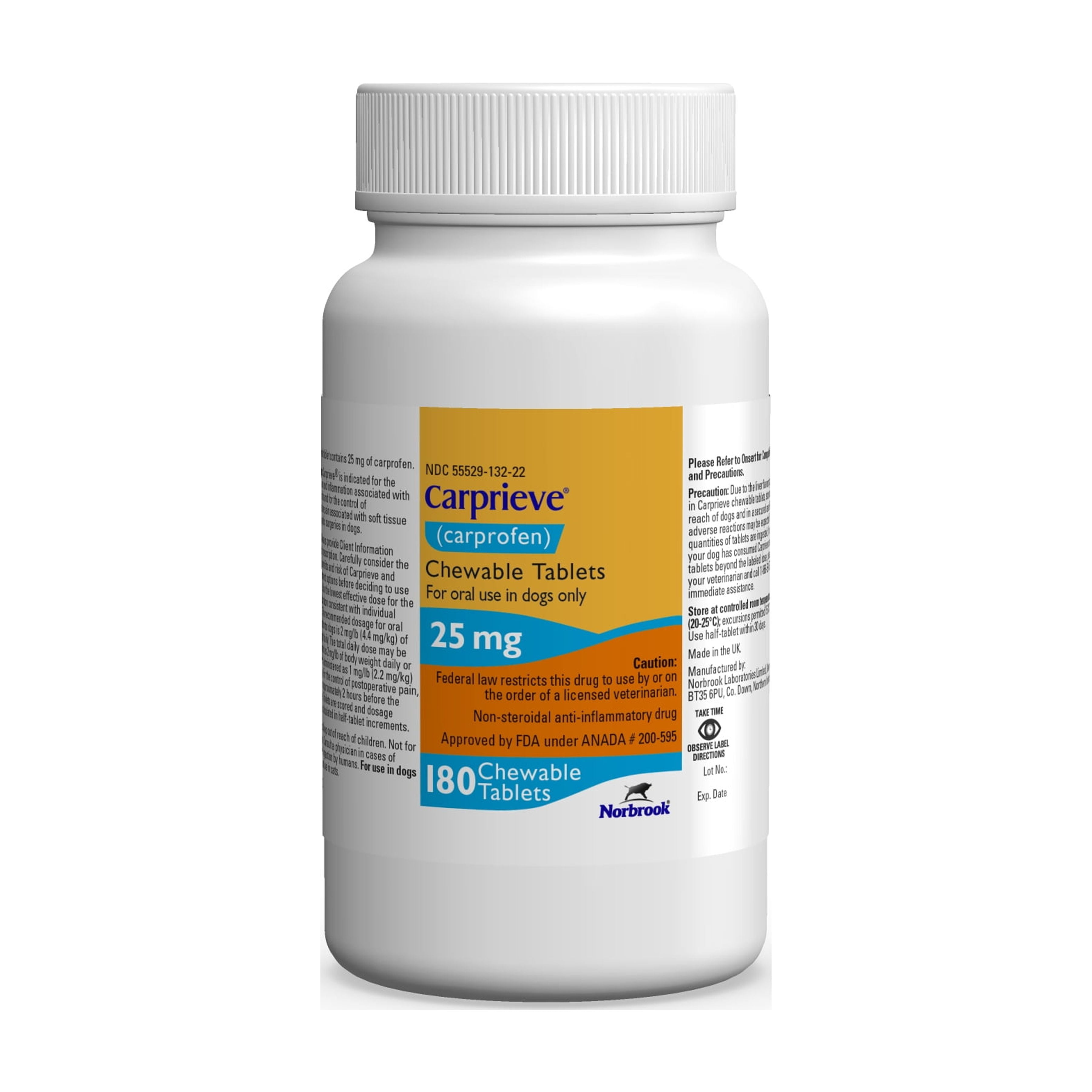 Carprieve (Carprofen) Chewable Tablets, Dogs, 25mg, Inflammation and Pain Relief