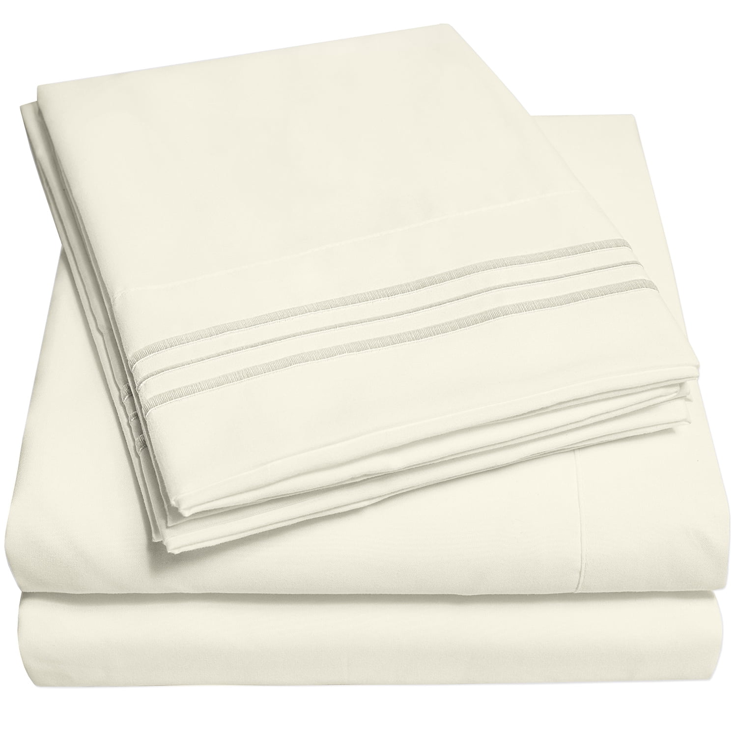 Sweet Home Collection 1800 Series Bed Sheets - Extra Soft Microfiber Deep Pocket Sheet Set - Ivory, California King