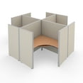 thumbnail image 1 of 4-Unit Full Vinyl Panels Workstation Kit, 2 x 2, Beige with Maple Desk, 1 of 6