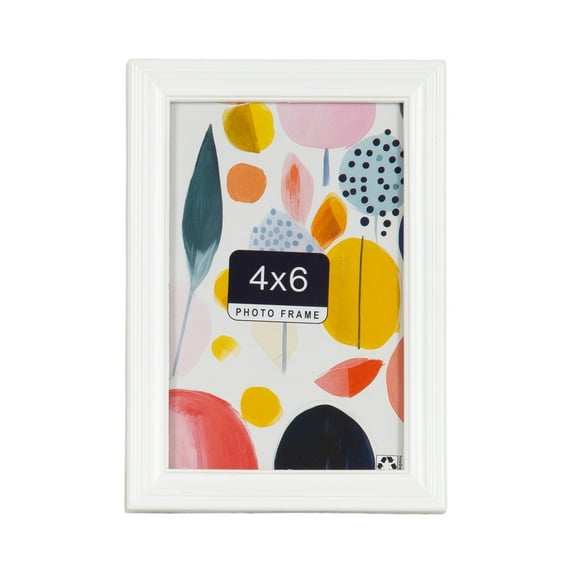 DesignOvation 4x6 Bright White Decorative Tabletop Picture Frame